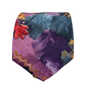 50% off! Philippe Perrier men's tie purple yellow red floral 100% silk 56" long